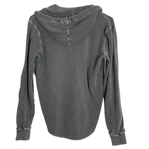 Lucky Brand Thermal Pullover Boho Hoodie Long Sleeve Distressed Gray Size Small - Picture 2 of 9